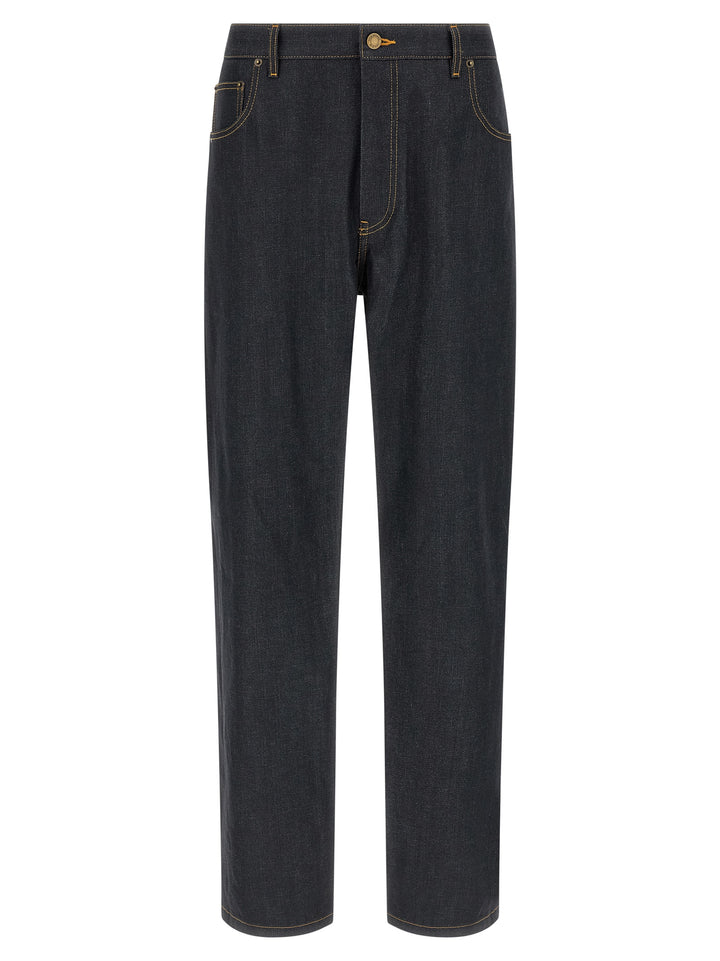 Thom Browne Blue Cotton High-Waisted Jean