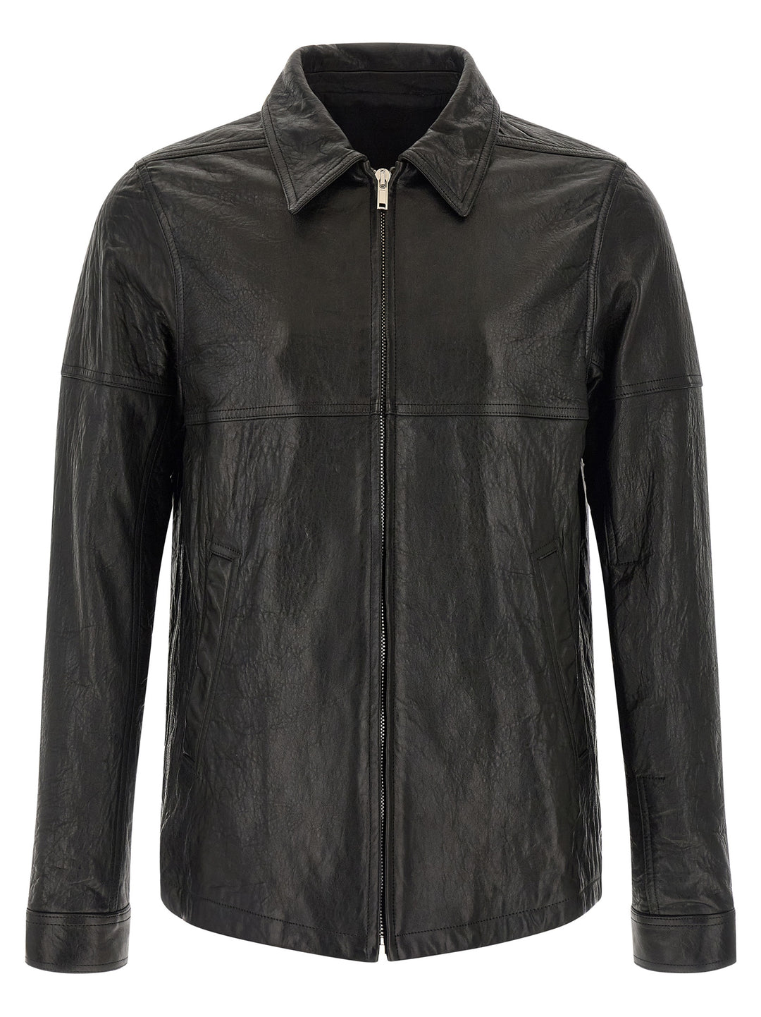 Rick Owens Black Lamb Leather Leather Jacket