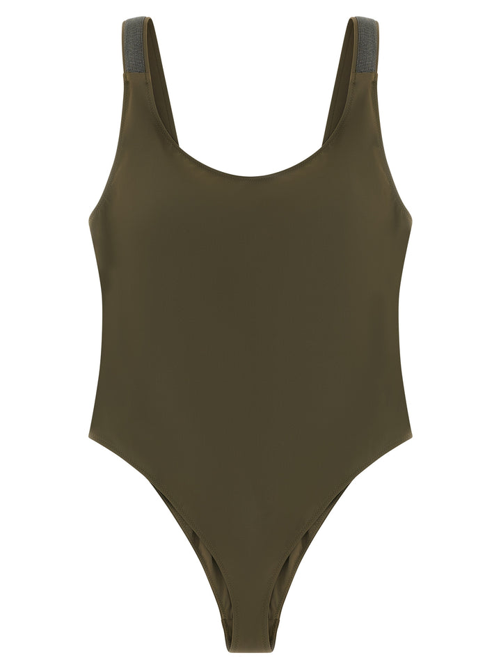 Brunello Cucinelli Bicolor Polyamide One-Piece Swimsuit
