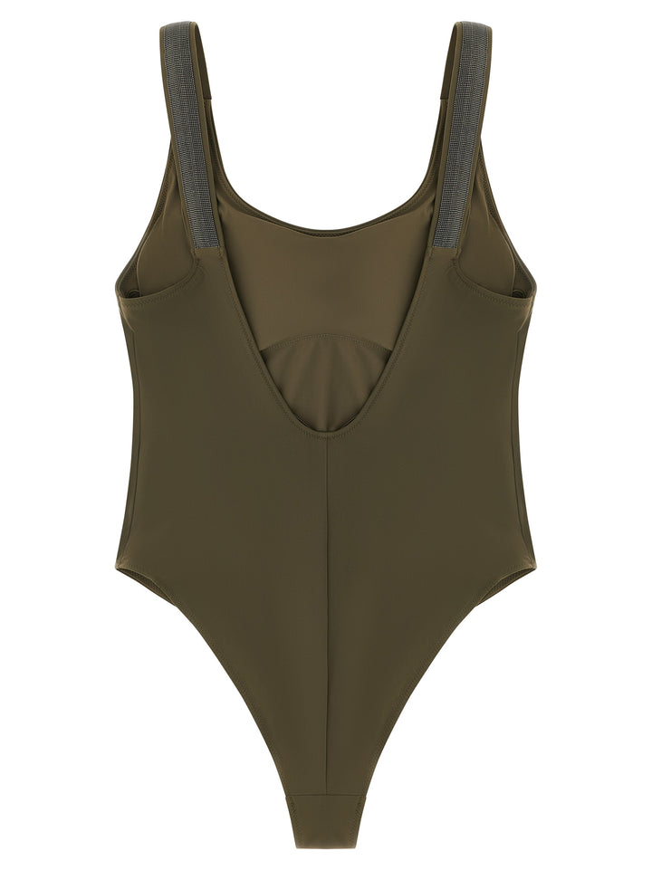 Brunello Cucinelli Bicolor Polyamide One-Piece Swimsuit