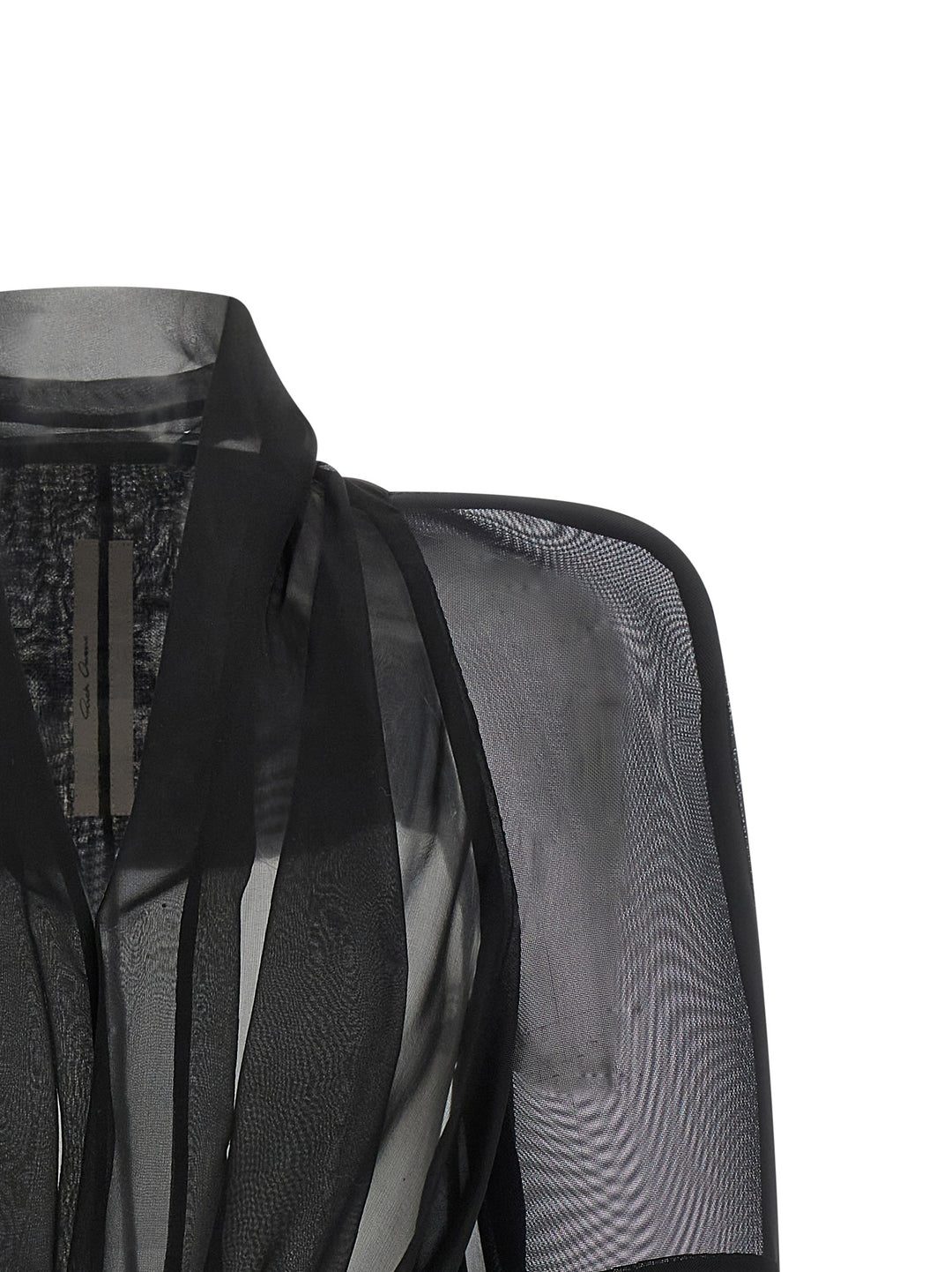 Rick Owens Black Silk Full-Length Jacket