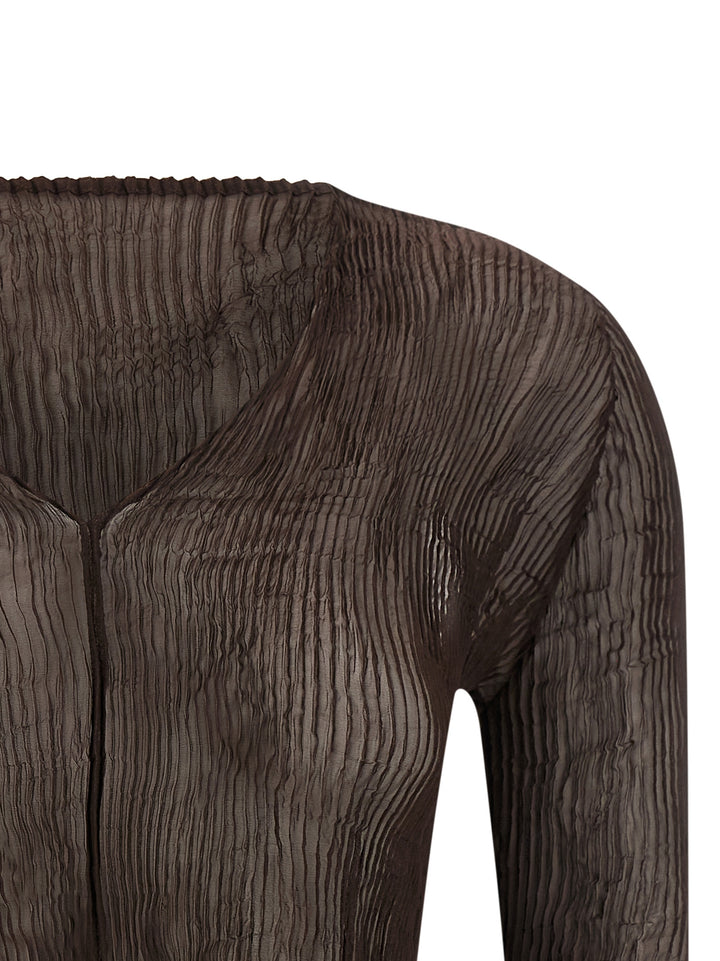 Issey Miyake Brown Polyester Blouse