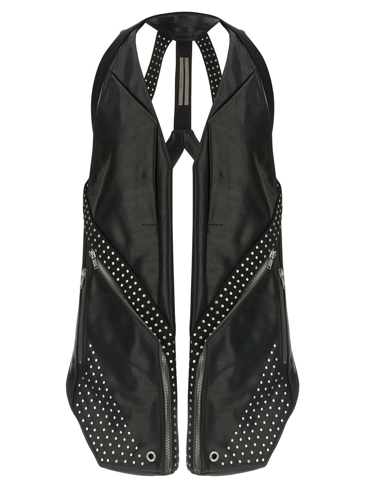 Rick Owens Black Bull Skin Sleeveless Jacket