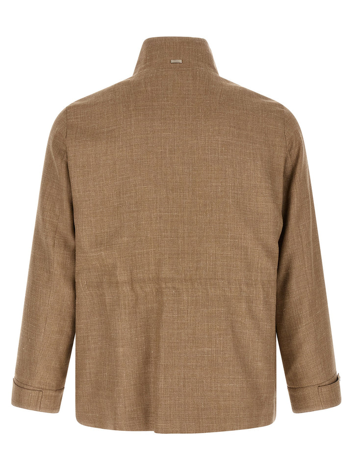 Herno Beige Wool Full-Length Jacket