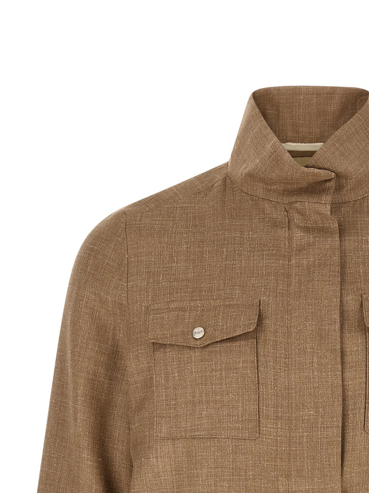 Herno Beige Wool Full-Length Jacket