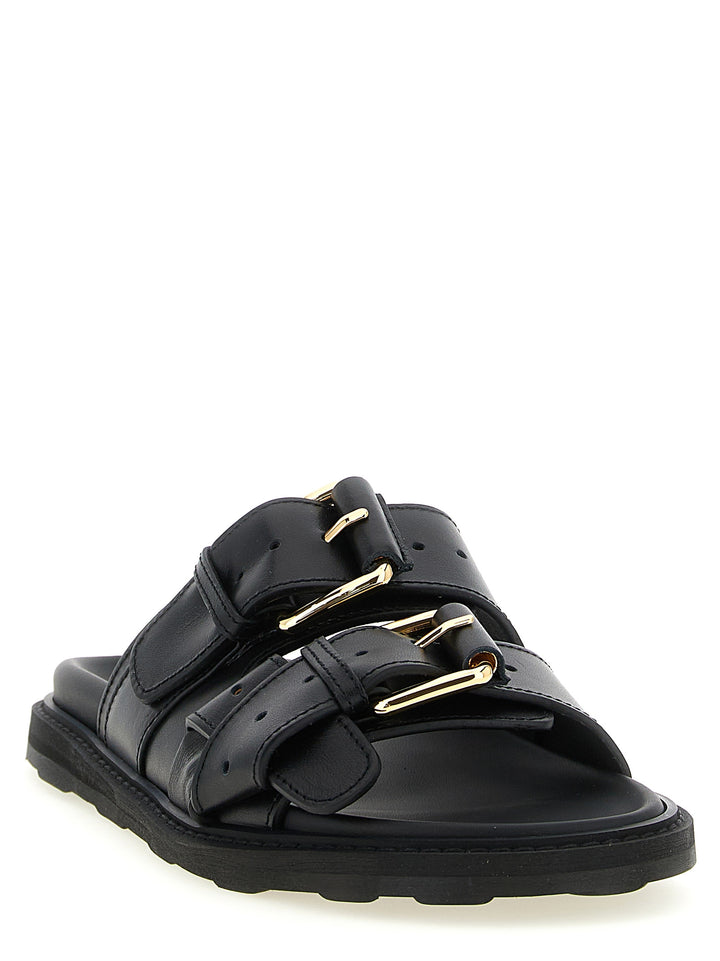 Moschino Black Calfskin Slides