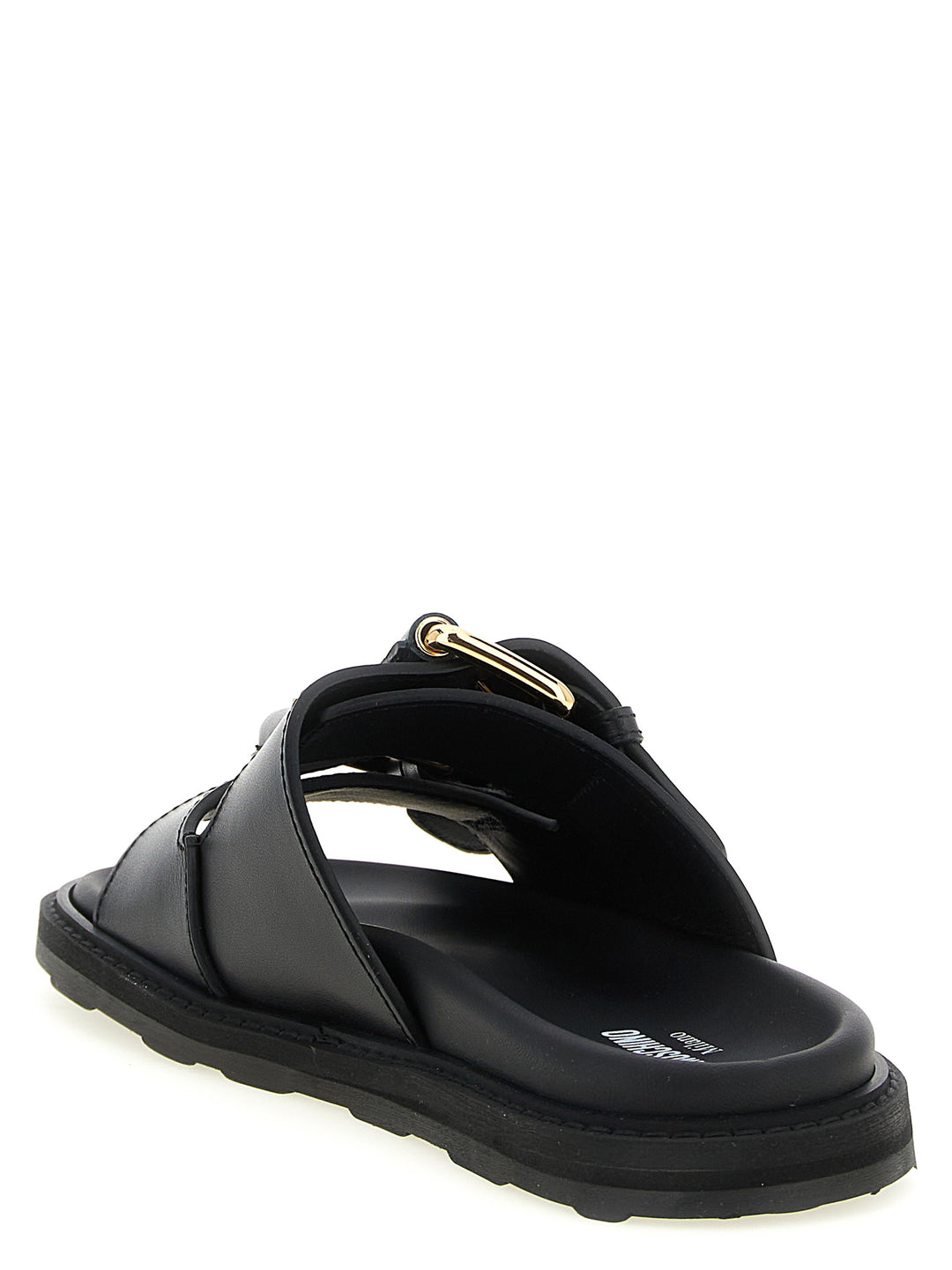 Moschino Black Calfskin Slides