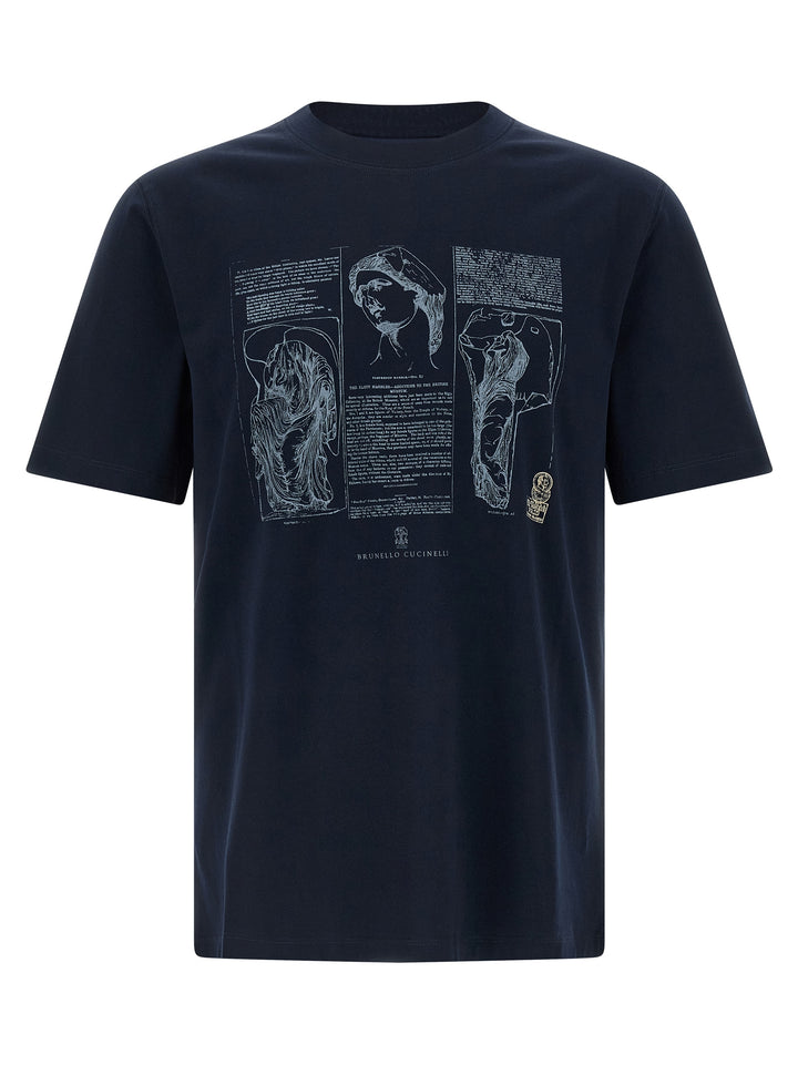 Brunello Cucinelli Blue Cotton T-Shirt