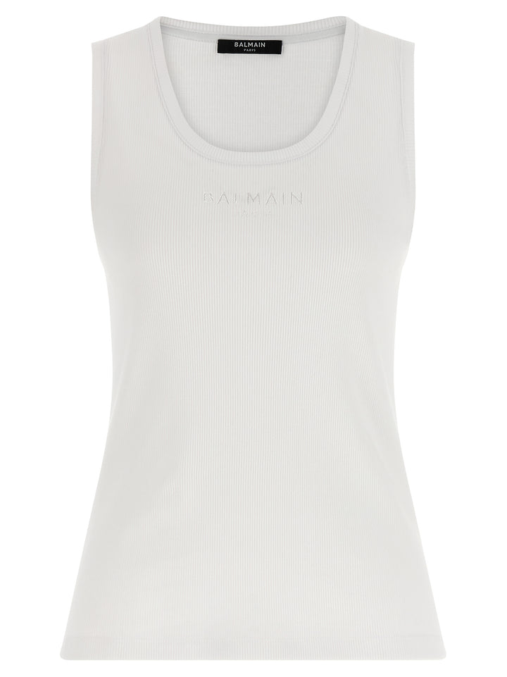 Balmain White Cotton Tank Tops