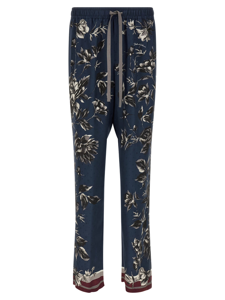Dolce &amp; Gabbana Blue Silk Casual Pants