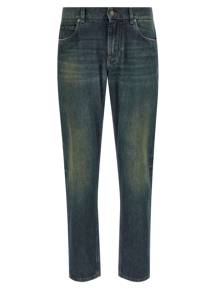 Dolce &amp; Gabbana Blue Cotton Straight-Leg Jeans