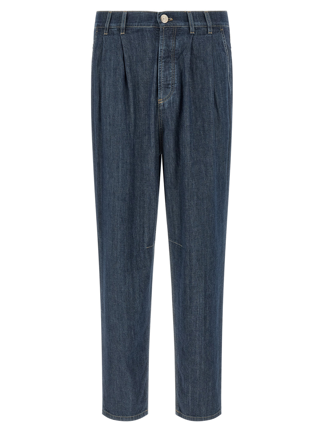 Brunello Cucinelli Blue Cotton Straight-Leg Jeans