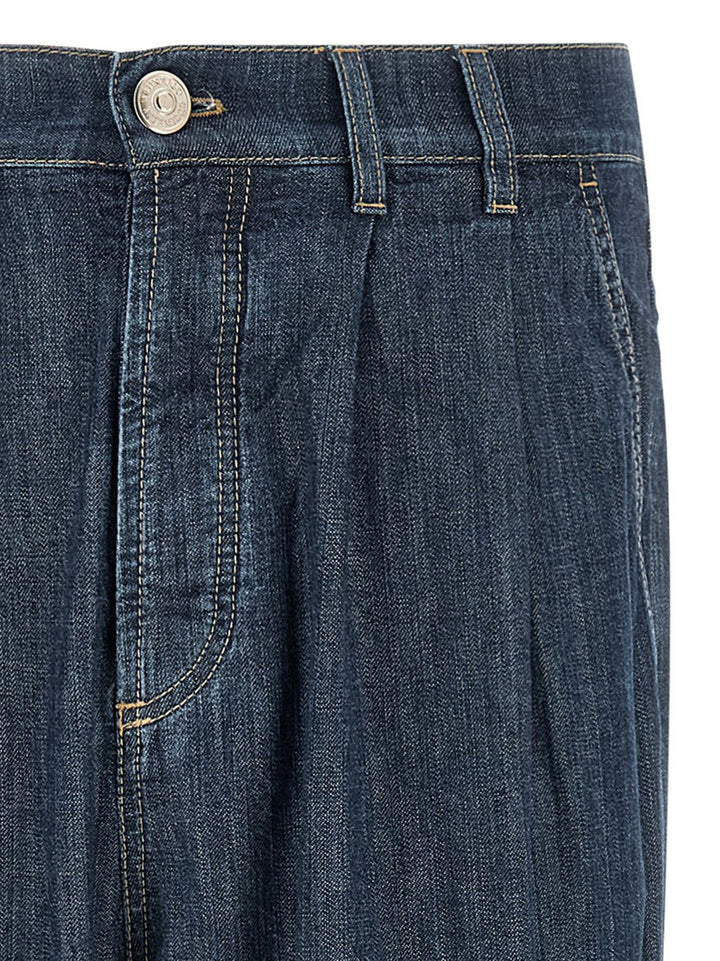 Brunello Cucinelli Blue Cotton Straight-Leg Jeans