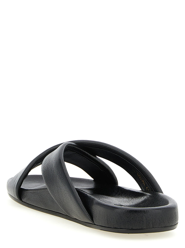 Saint Laurent Black Lamb Leather Slides