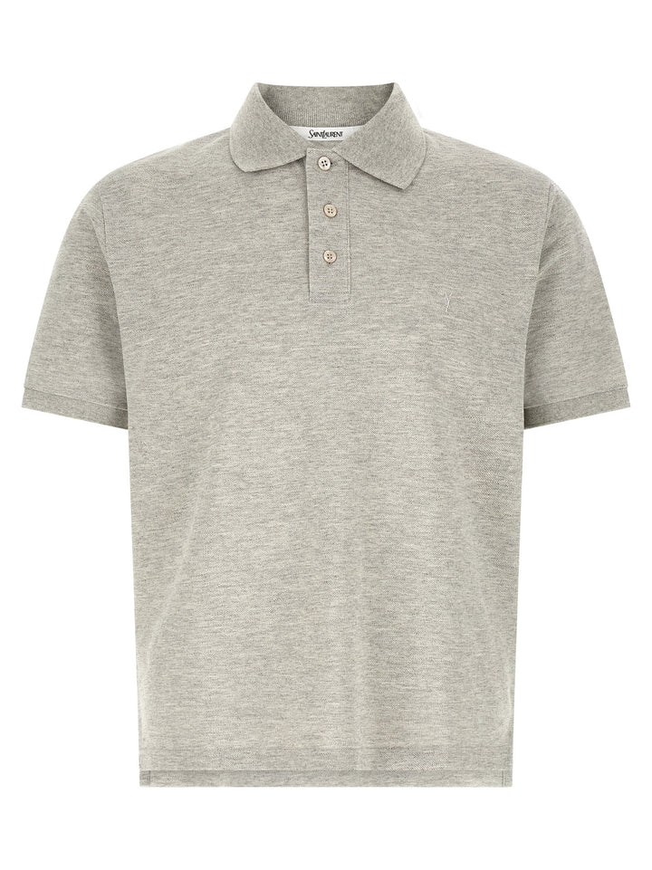 Saint Laurent Gray Cotton Polo Shirt
