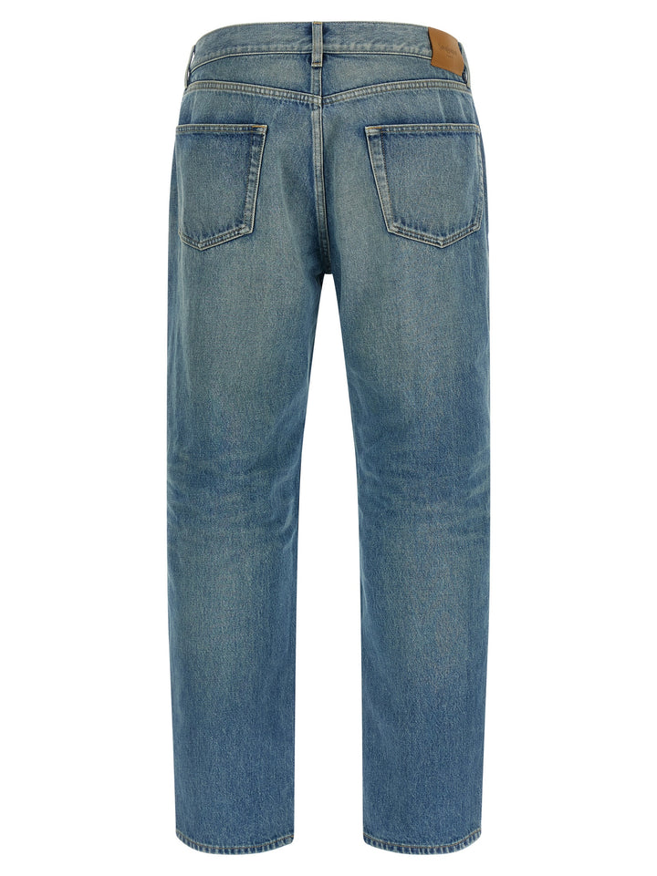 Saint Laurent Blue Cotton Straight-Leg Jeans