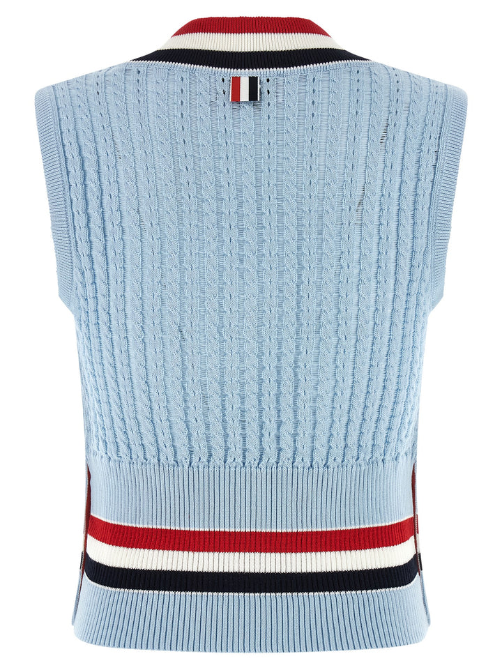 Thom Browne Blue Cotton Sleeveless Jacket
