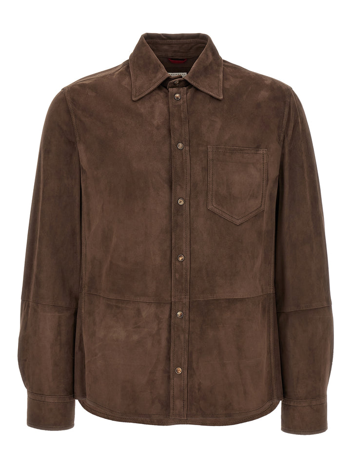 Brunello Cucinelli Brown Lamb Leather Blouse