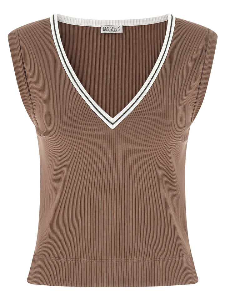 Brunello Cucinelli Brown Cotton Tank Tops