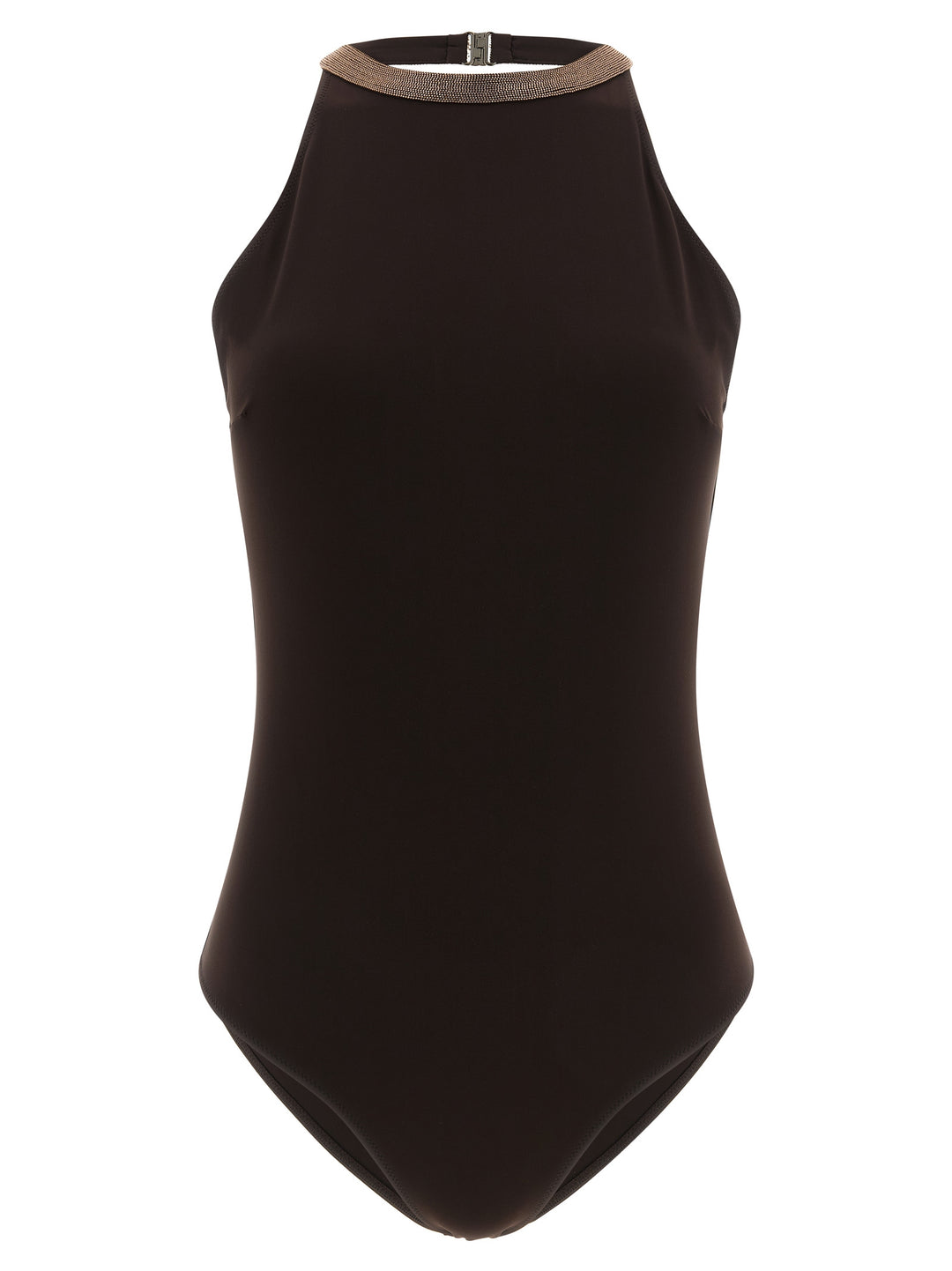 Brunello Cucinelli Brown Polyamide One-Piece Swimsuit