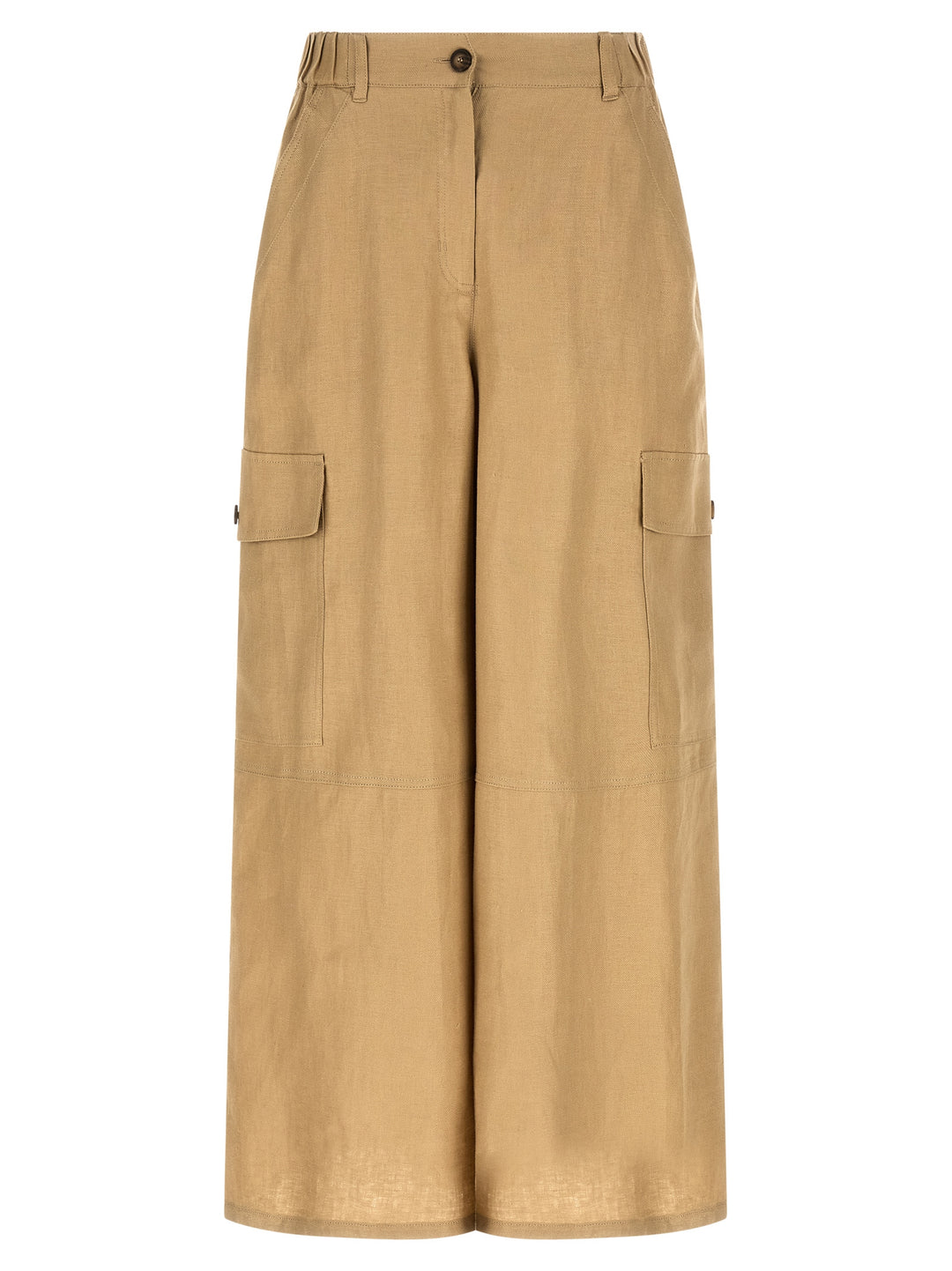 Max Mara Beige Linen Cargo Pants