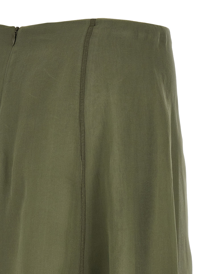 Brunello Cucinelli Bicolor Silk Midi Skirt