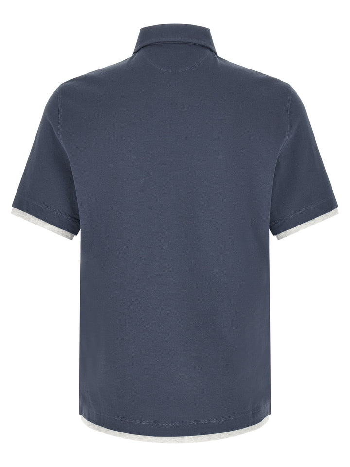 Brunello Cucinelli Blue Cotton Polo Shirt