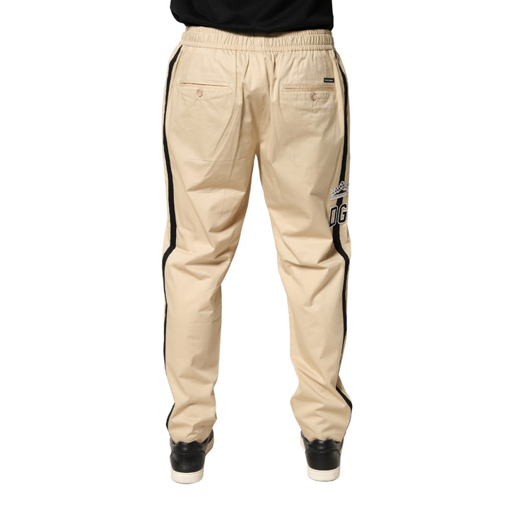 Dolce &amp; Gabbana Beige Cotton Skinny Men Jogger Trouser Pants