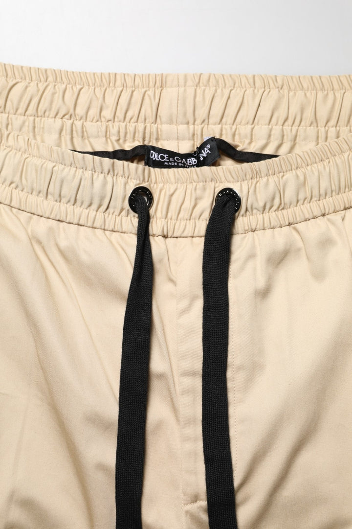 Dolce &amp; Gabbana Beige Cotton Skinny Men Jogger Trouser Pants