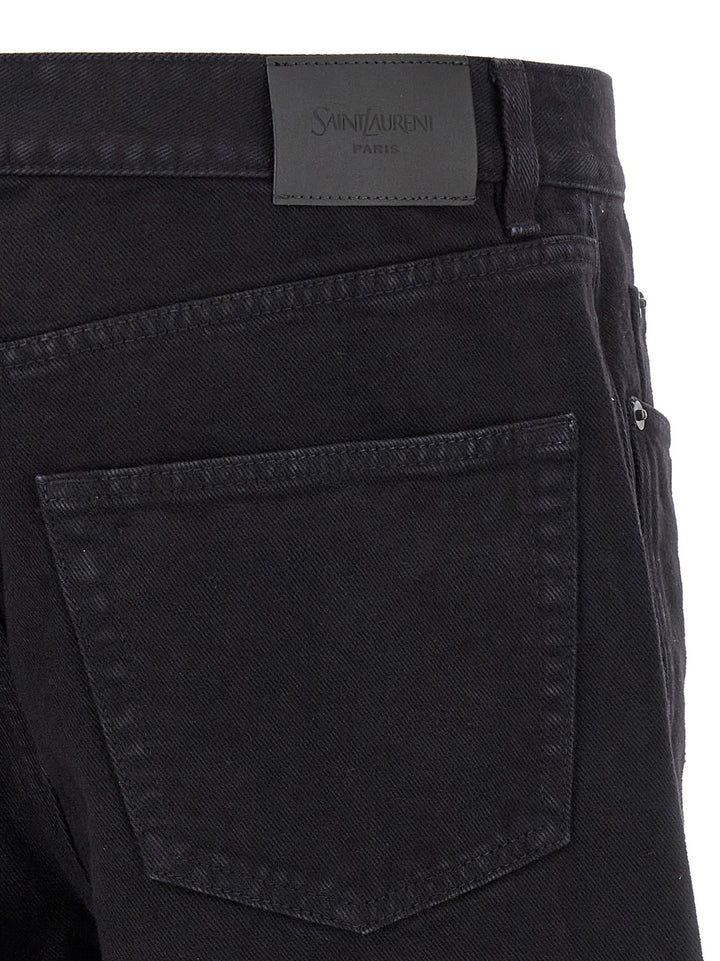 Saint Laurent Black Cotton Straight-Leg Jeans