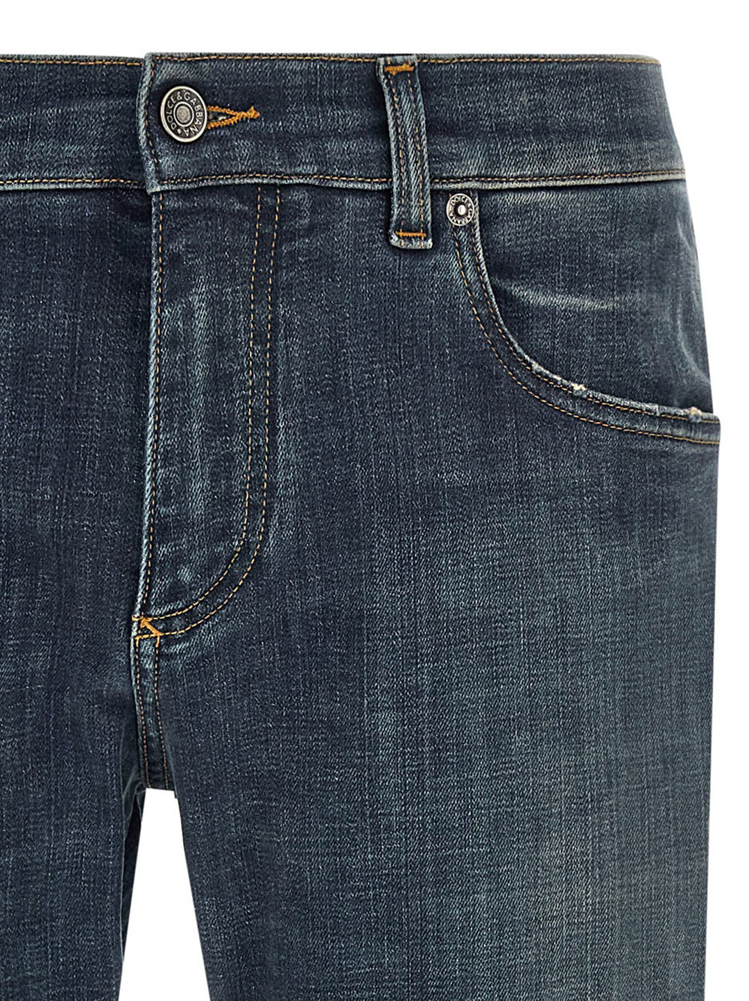 Dolce &amp; Gabbana Blue Cotton Straight-Leg Jeans