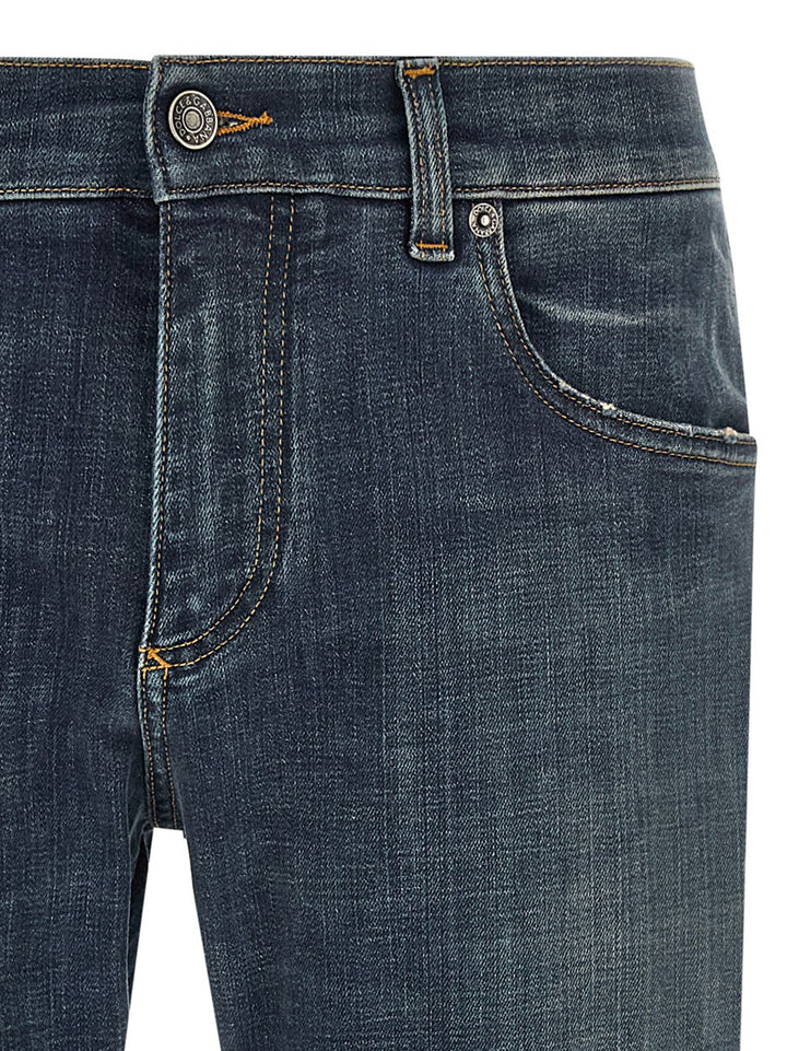Dolce &amp; Gabbana Blue Cotton Straight-Leg Jeans