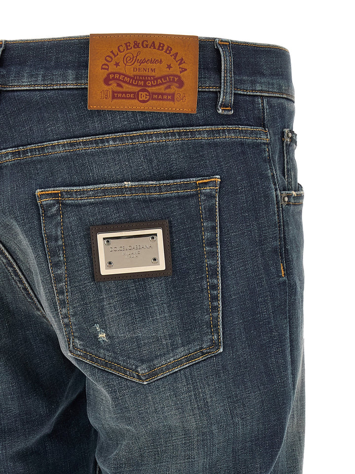 Dolce &amp; Gabbana Blue Cotton Straight-Leg Jeans