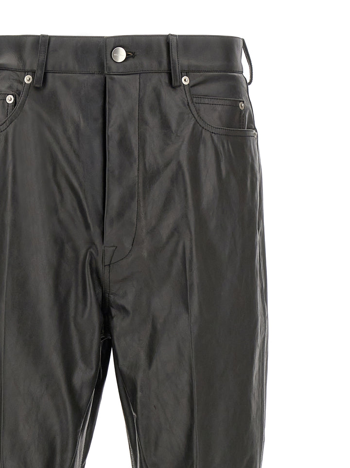 Rick Owens Black Calfskin Flared Pants