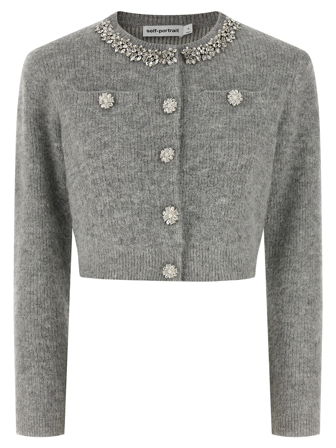 Self-Portrait Gray Polyester Cardigan