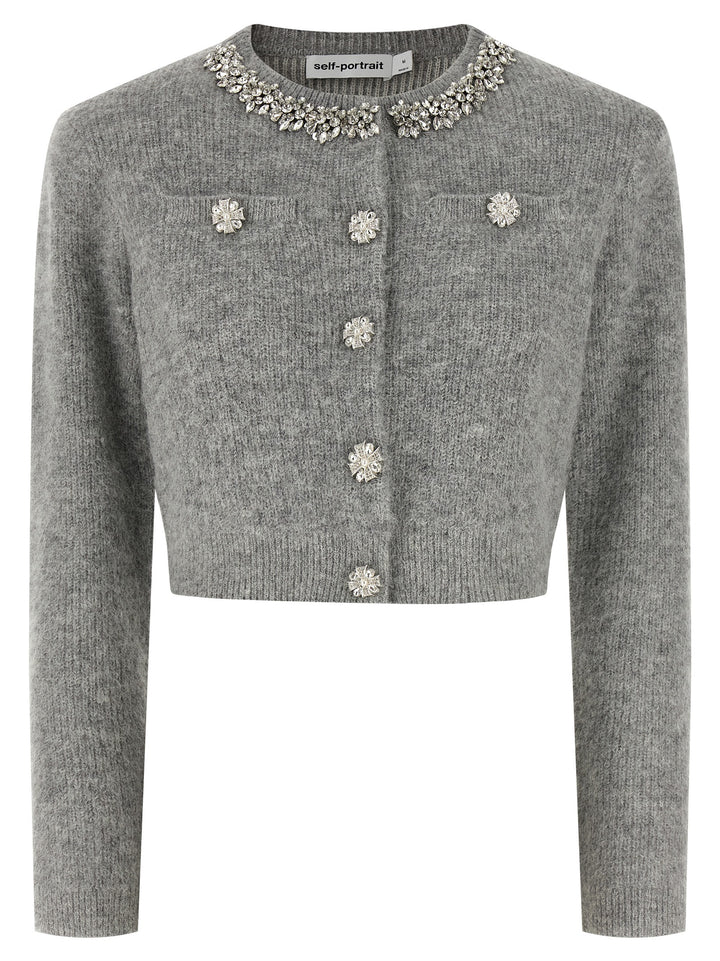 Self-Portrait Gray Polyester Cardigan