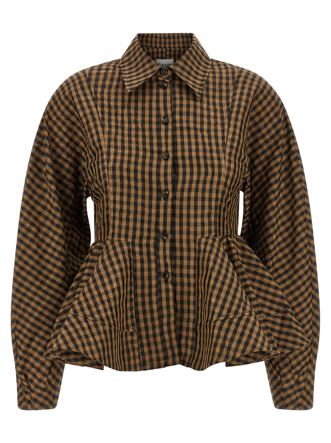 Ganni Brown Recycled Polyester Blouse