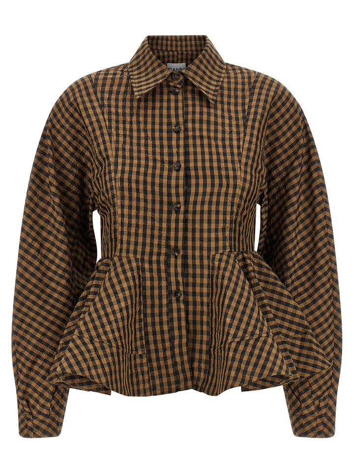 Ganni Brown Recycled Polyester Blouse