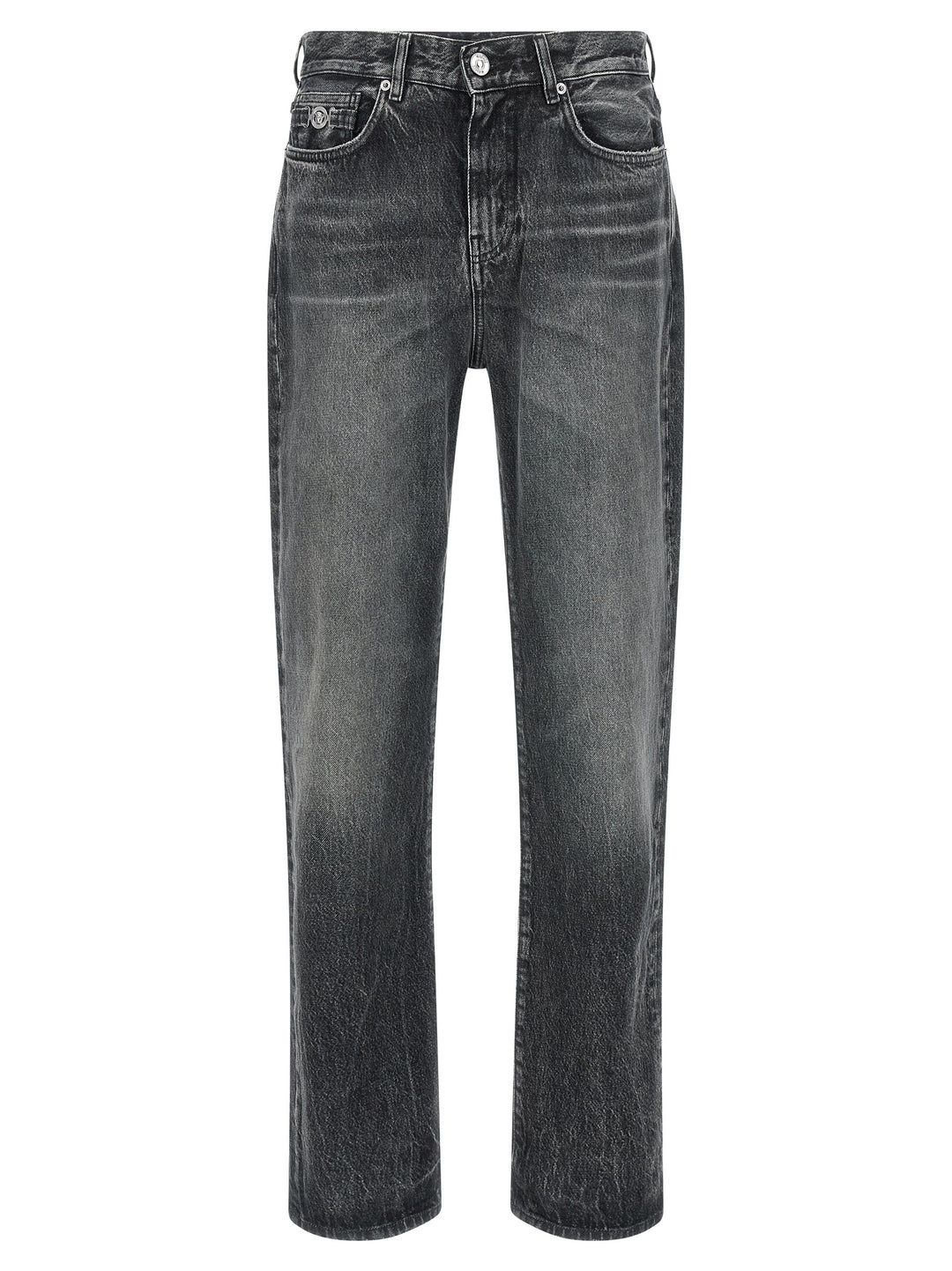 Versace Gray Cotton Straight-Leg Jeans