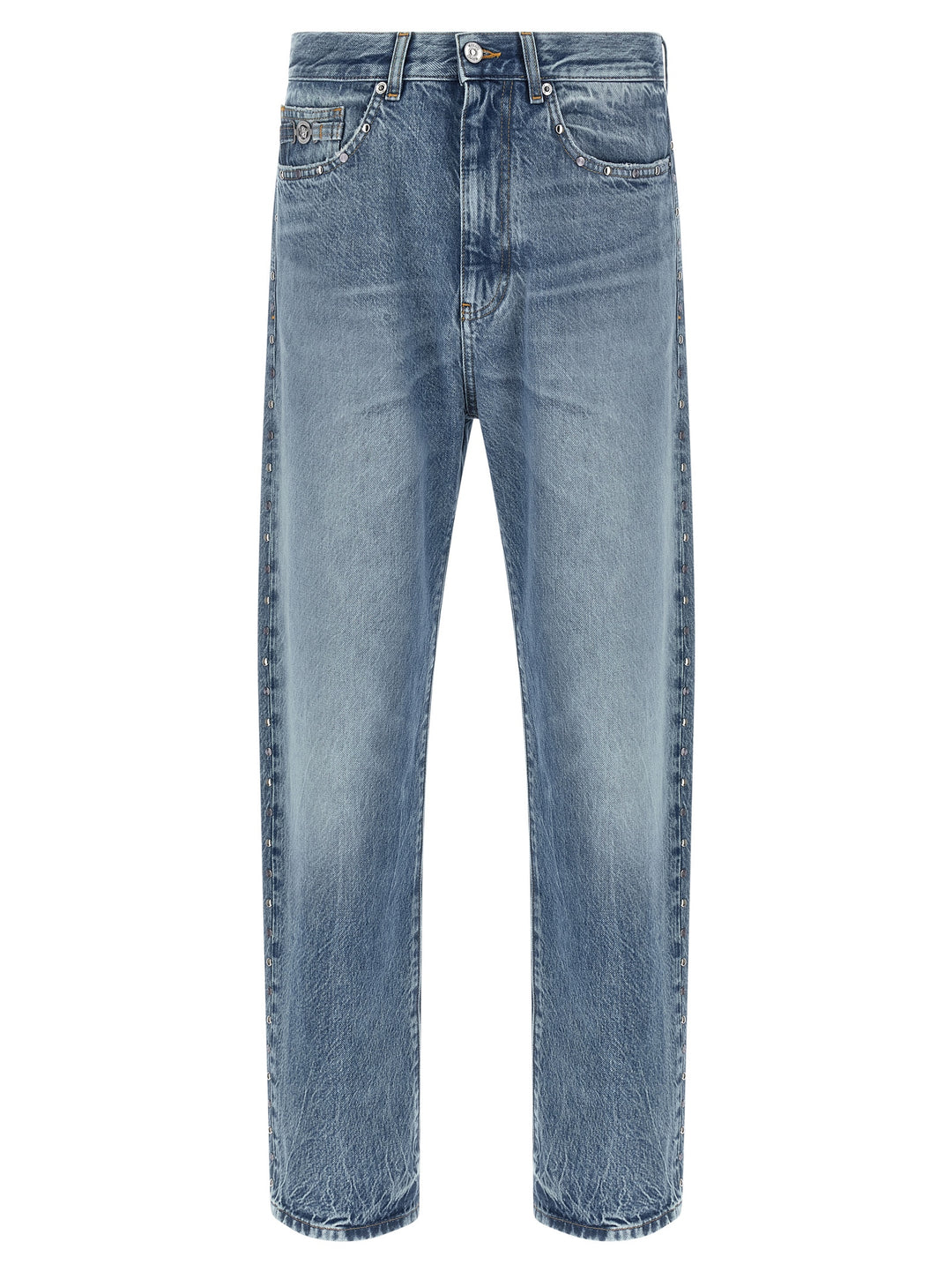 Versace Blue Cotton Straight-Leg Jeans