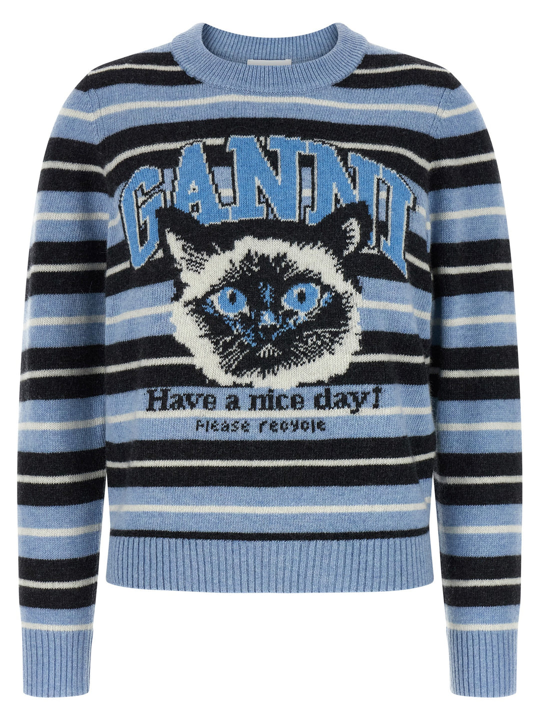 Ganni Blue Wool Cardigan