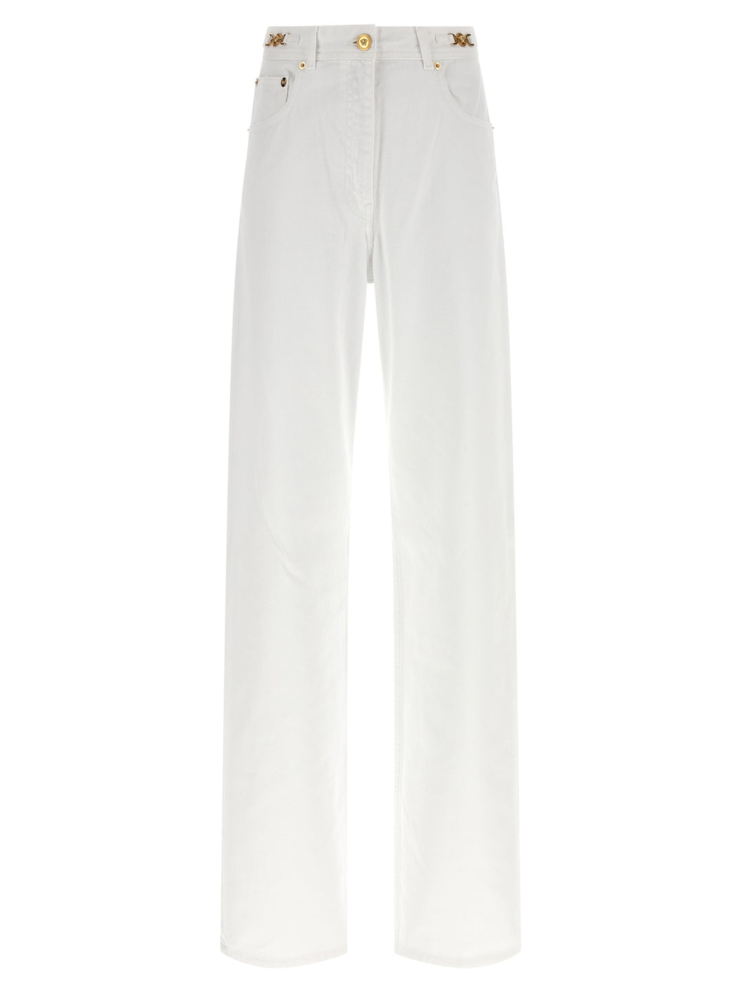Versace White Cotton Straight-Leg Jeans