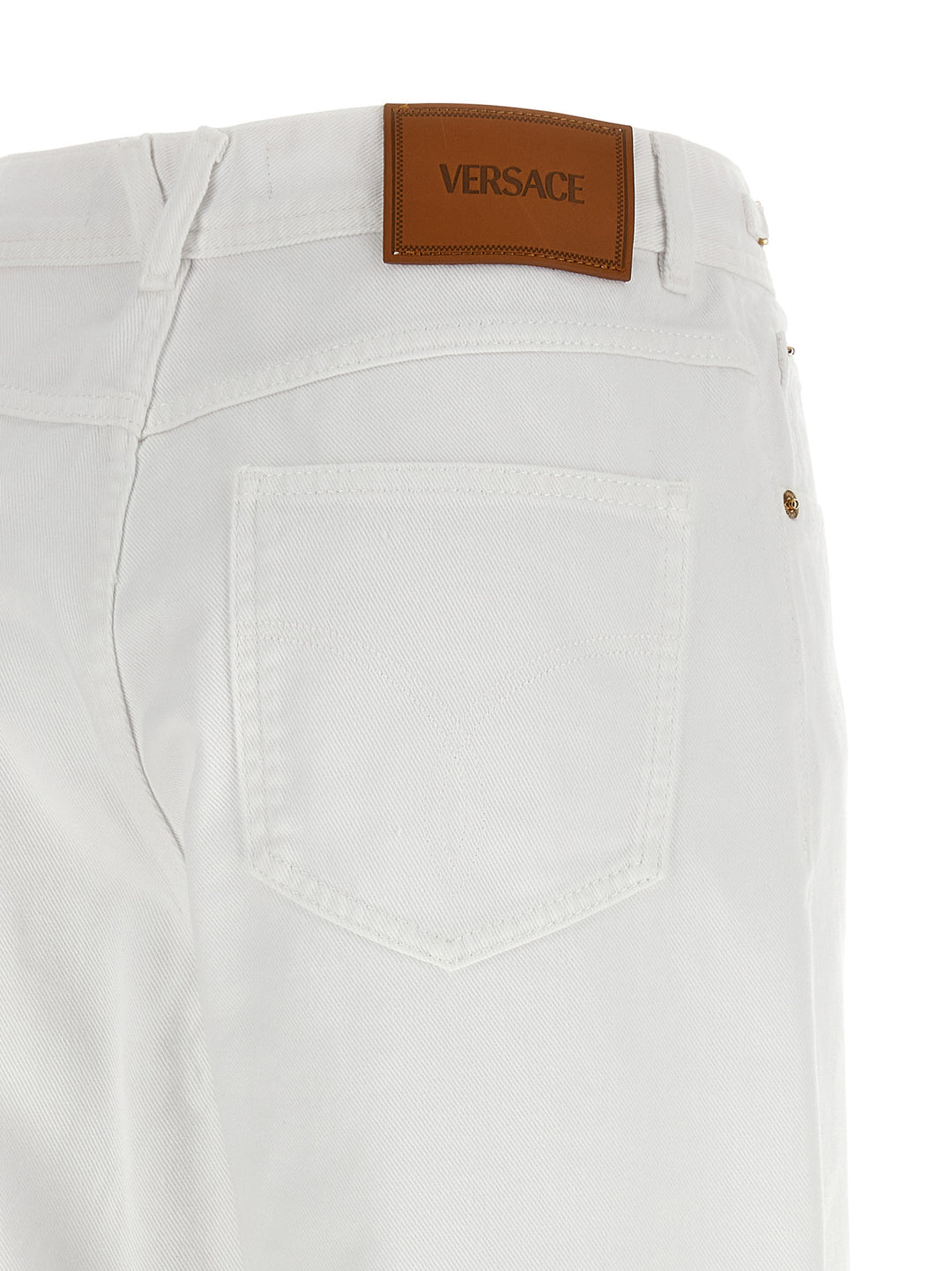 Versace White Cotton Straight-Leg Jeans