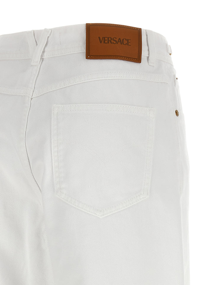 Versace White Cotton Straight-Leg Jeans