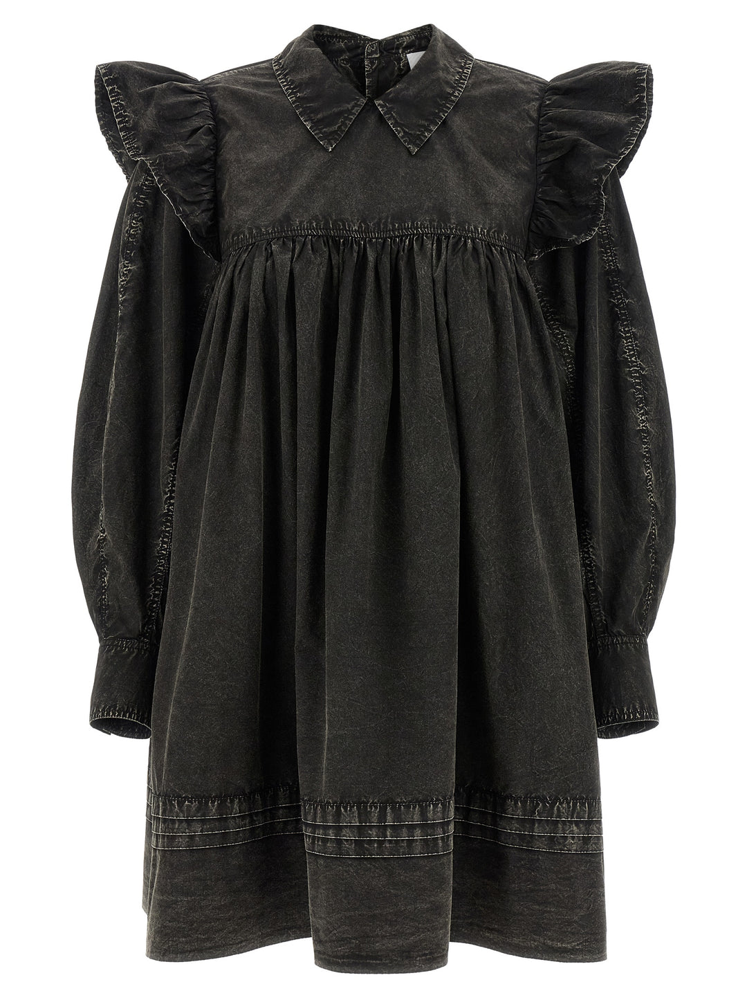 Ganni Black Organic Cotton Short Dress