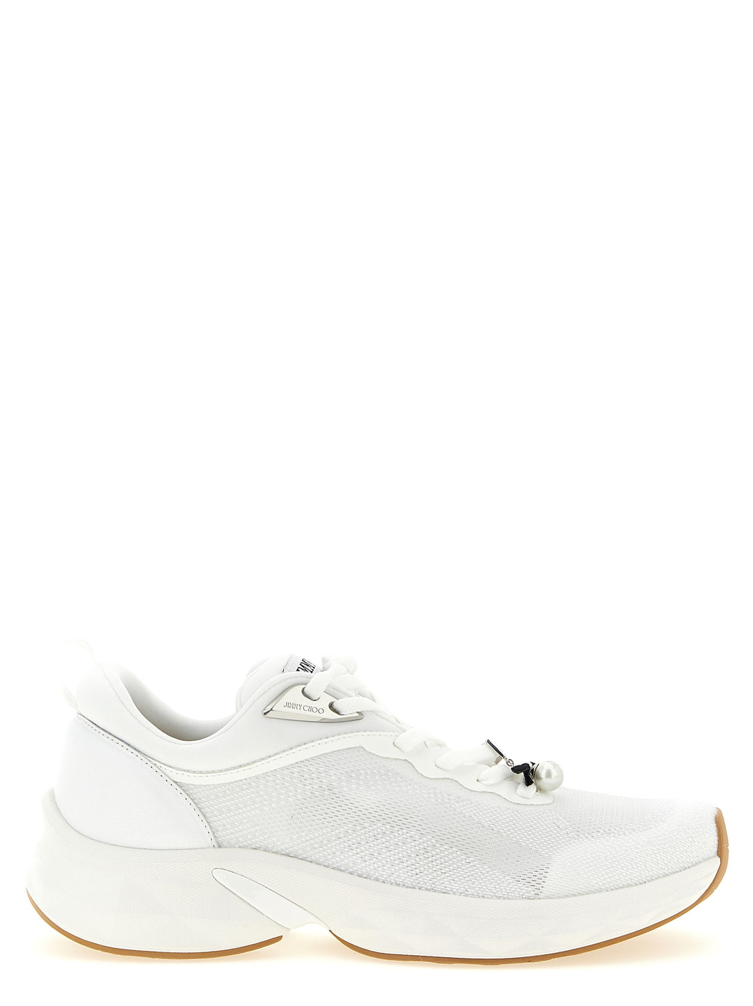 Jimmy Choo White Tencel Athletic Sneakers