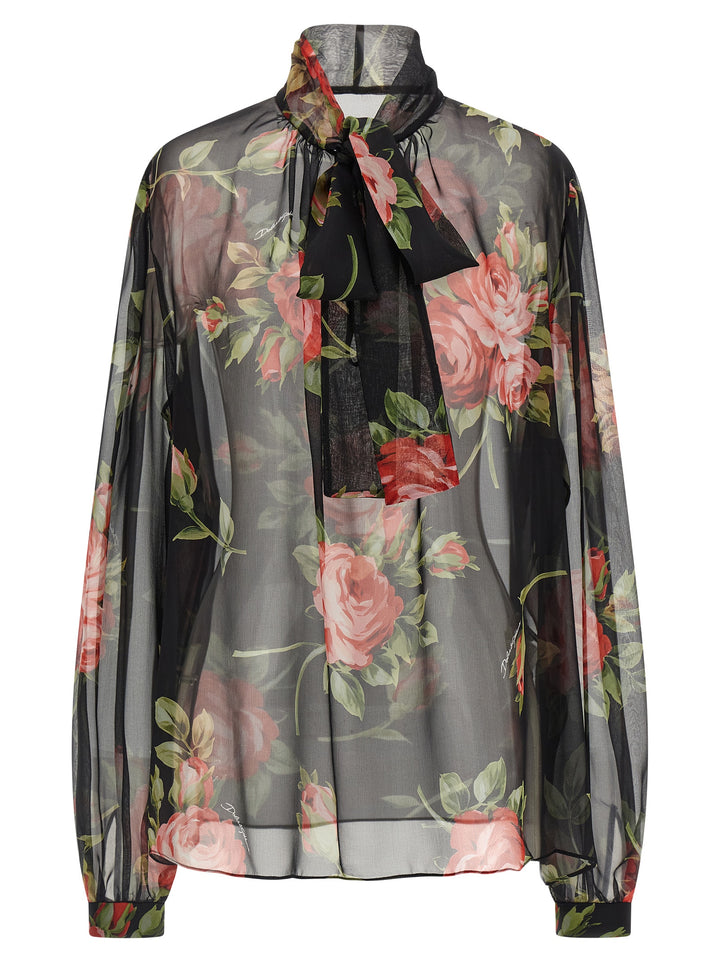 Dolce &amp; Gabbana Black Silk Pattern Shirt