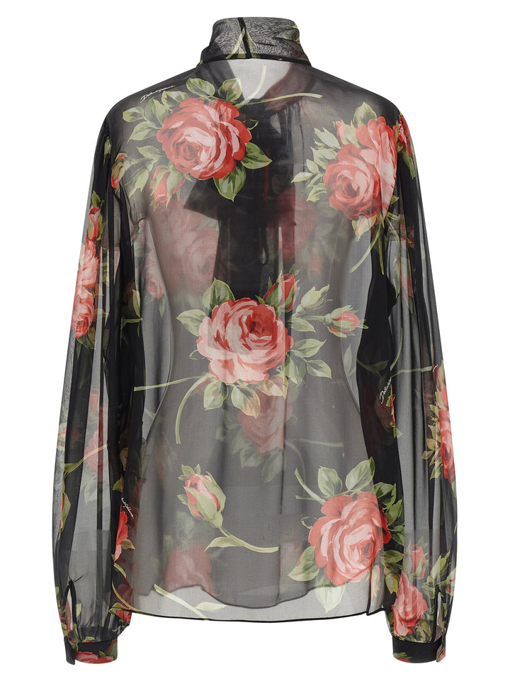Dolce &amp; Gabbana Black Silk Pattern Shirt