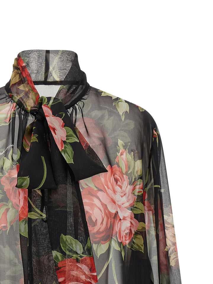 Dolce &amp; Gabbana Black Silk Pattern Shirt