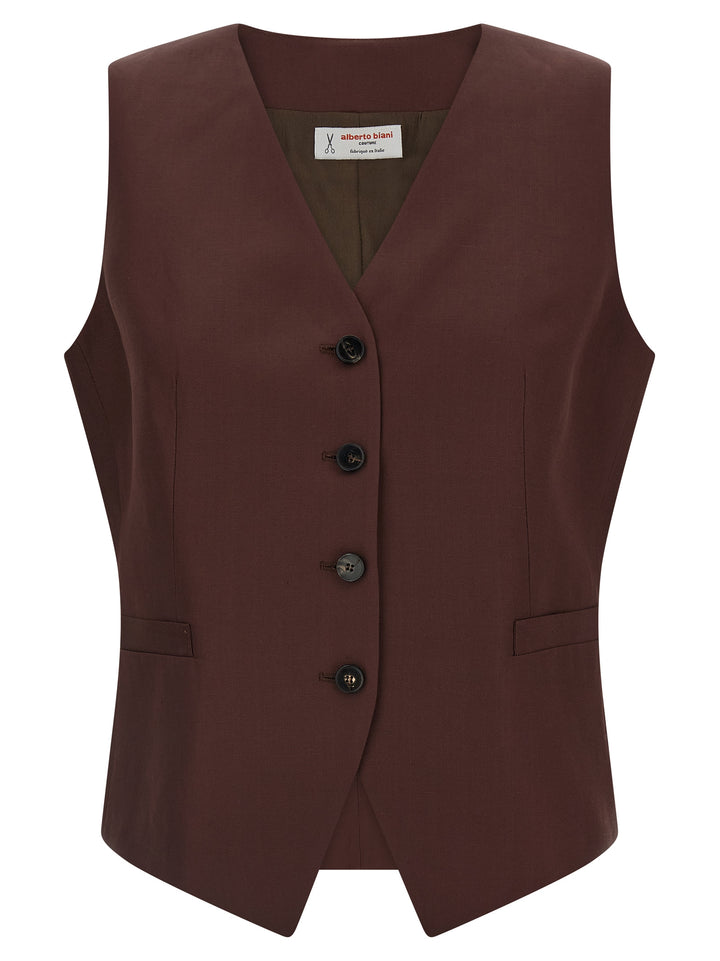 Alberto Biani Brown Viscose Sleeveless Jacket